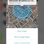 Aviso de ubicación botón del pánico en smartphone